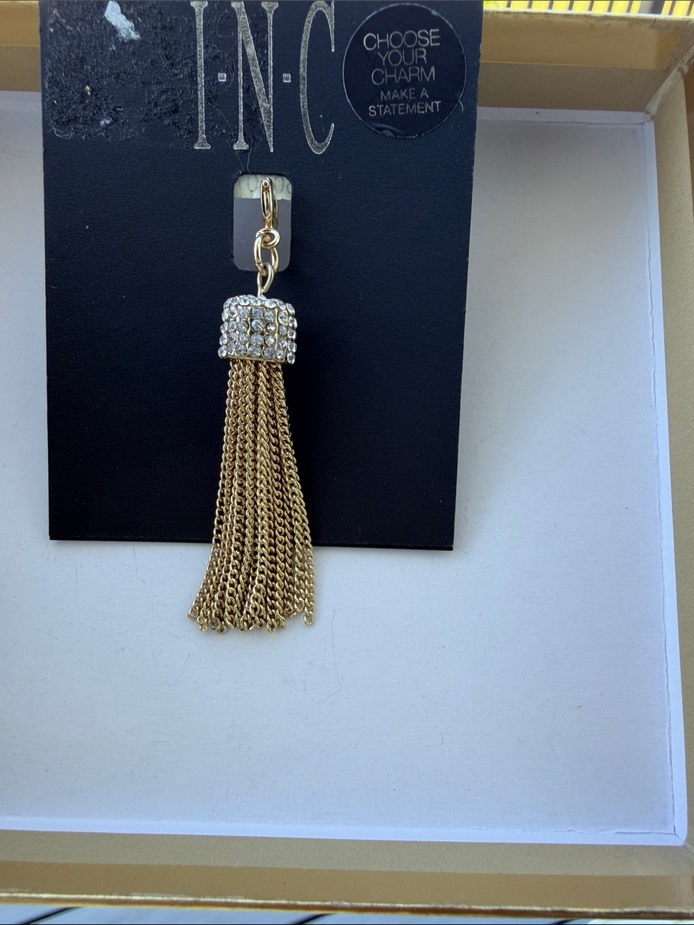 INC International Concepts Gold Tassel Earring with Crystal Cap